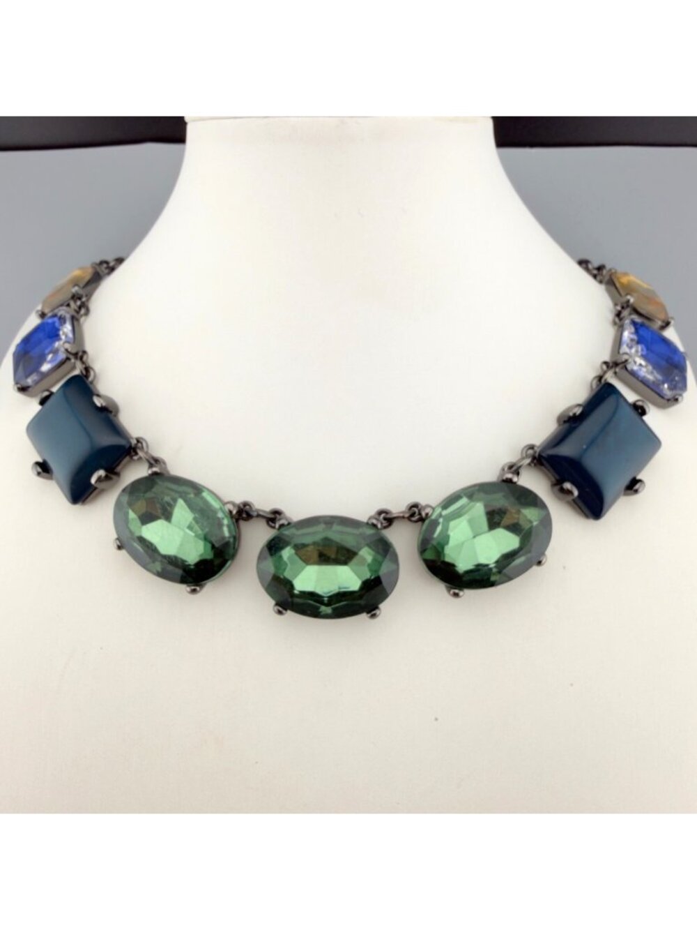 Lane Bryant Rhinestone Statement Necklace Multi Color Glass Holidays Party